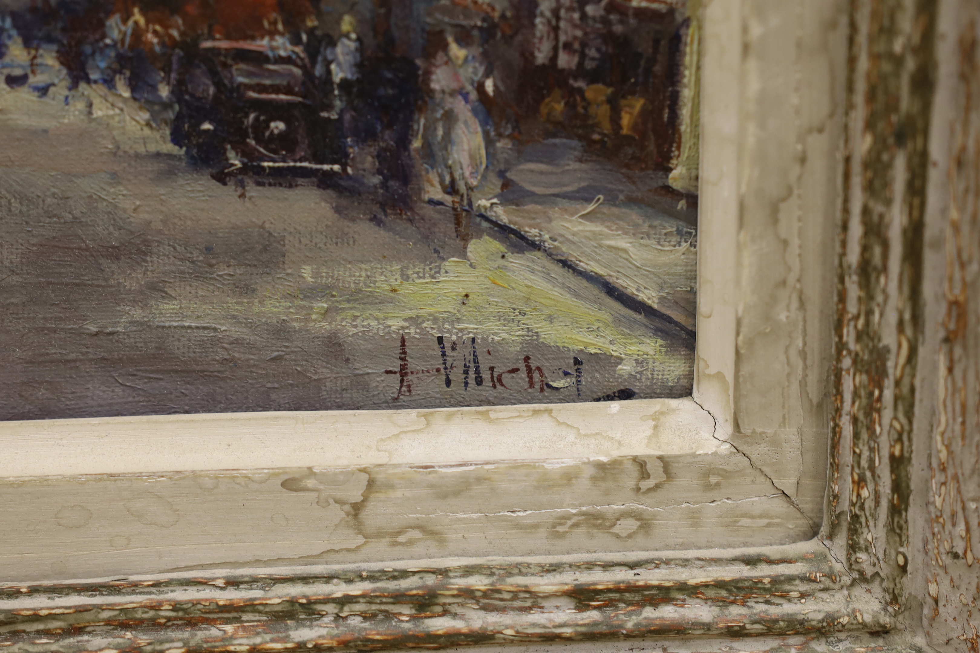 André Michel (French, b.1945), pair of impressionist oils on canvas, Parisian street scenes, signed, 22 x 17cm